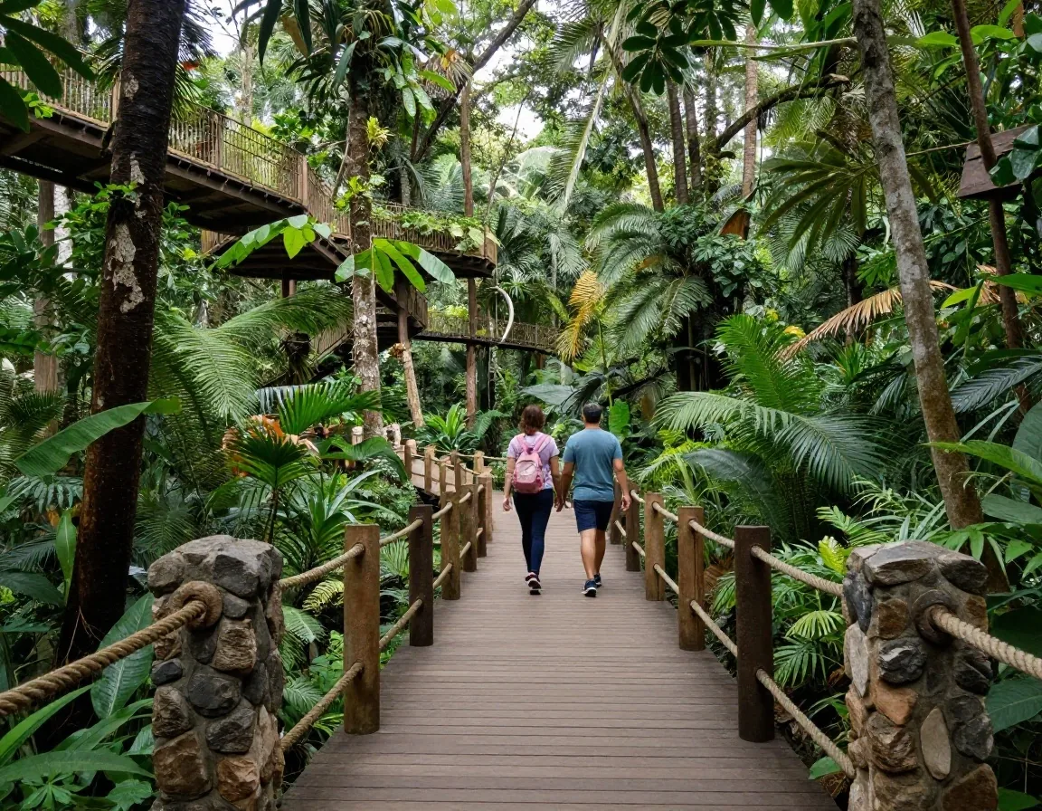 Pasarela elevada entre copas de árboles