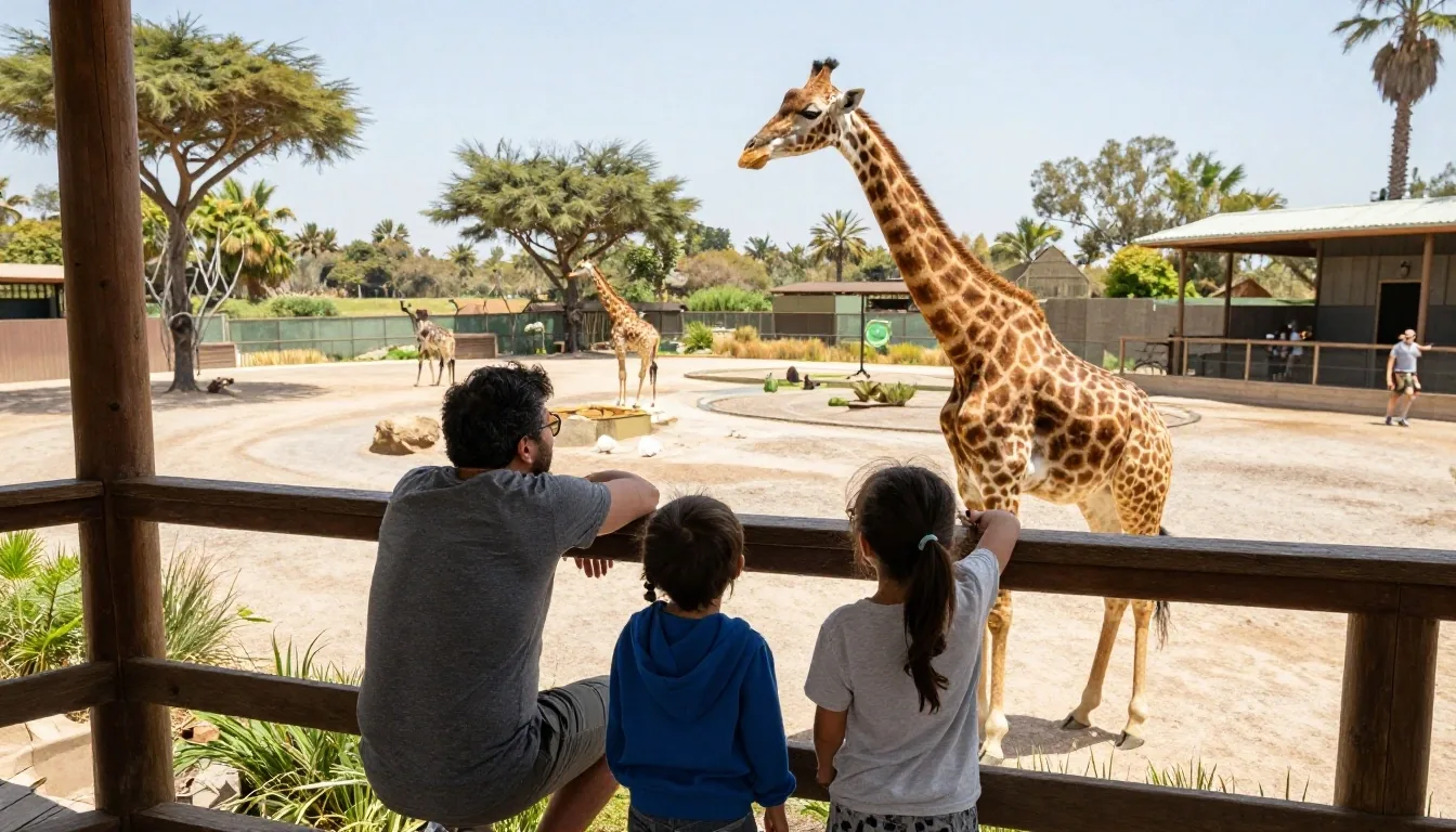 Familia observando el aviario de cóndores
