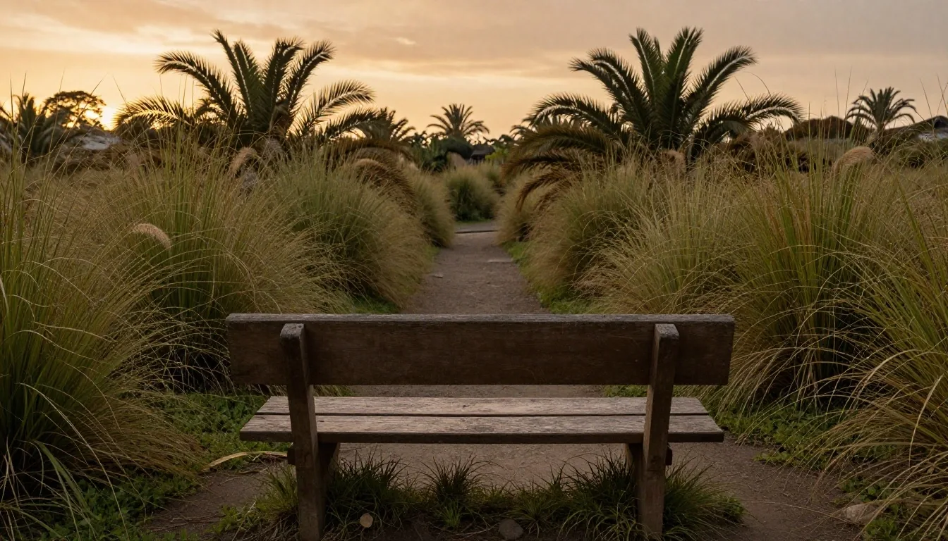 Sendero junto al recinto de jaguares al atardecer
