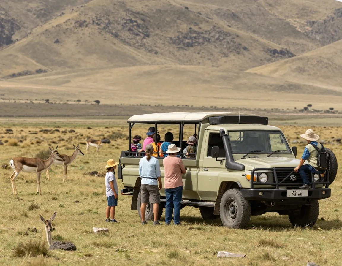 Safari corto en camión con familias