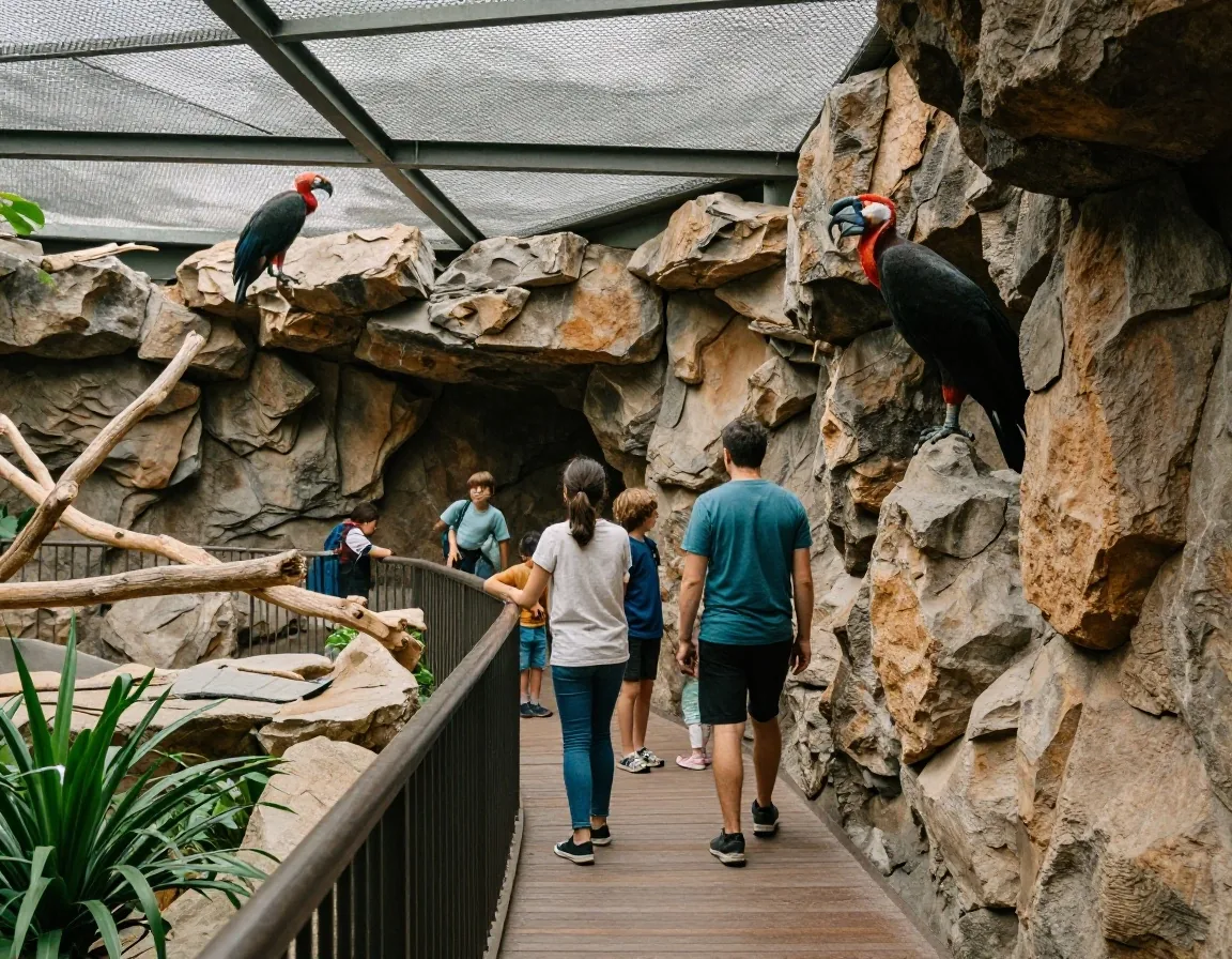 Aviario de cóndores con percha de basalto