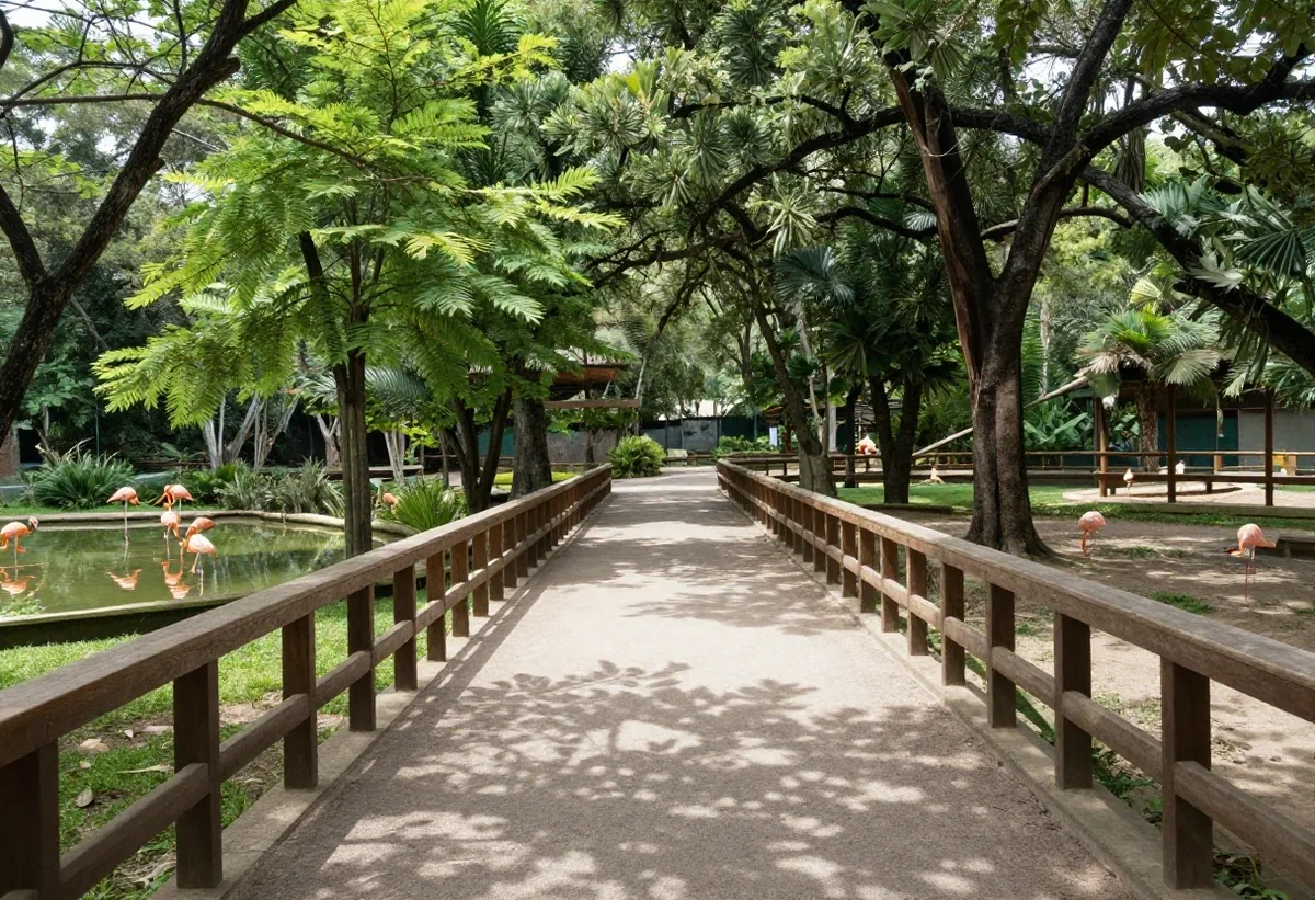 Familia revisando el mapa del parque en zona de sombra