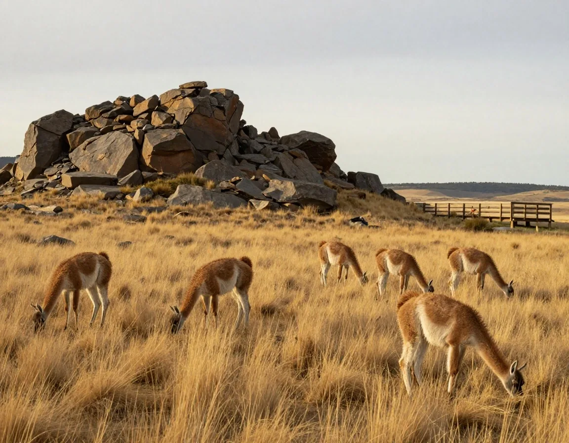 Ambiente de Patagonia con guanacos